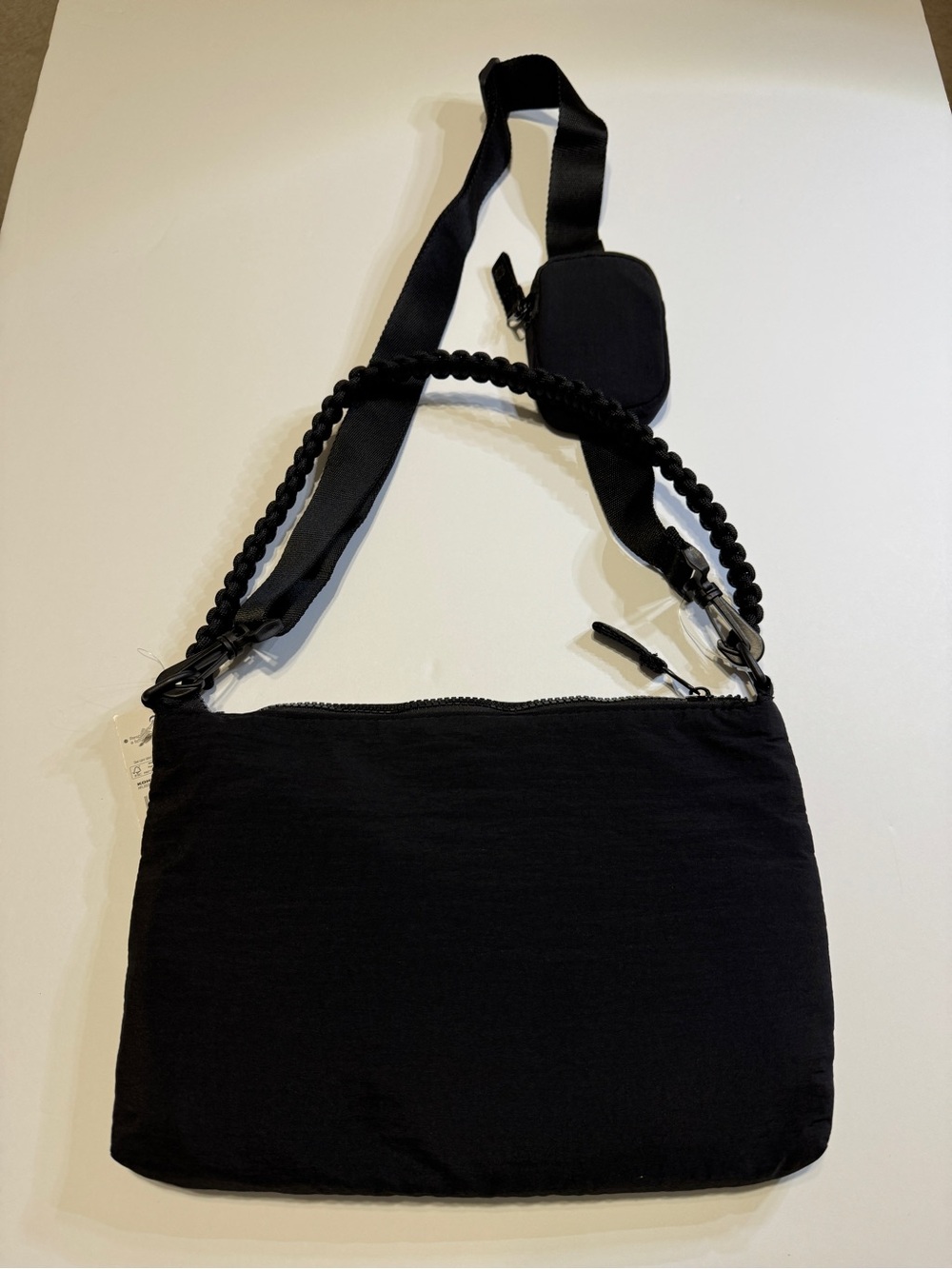 Everyday Black Crossbody Bag with Braided Handle